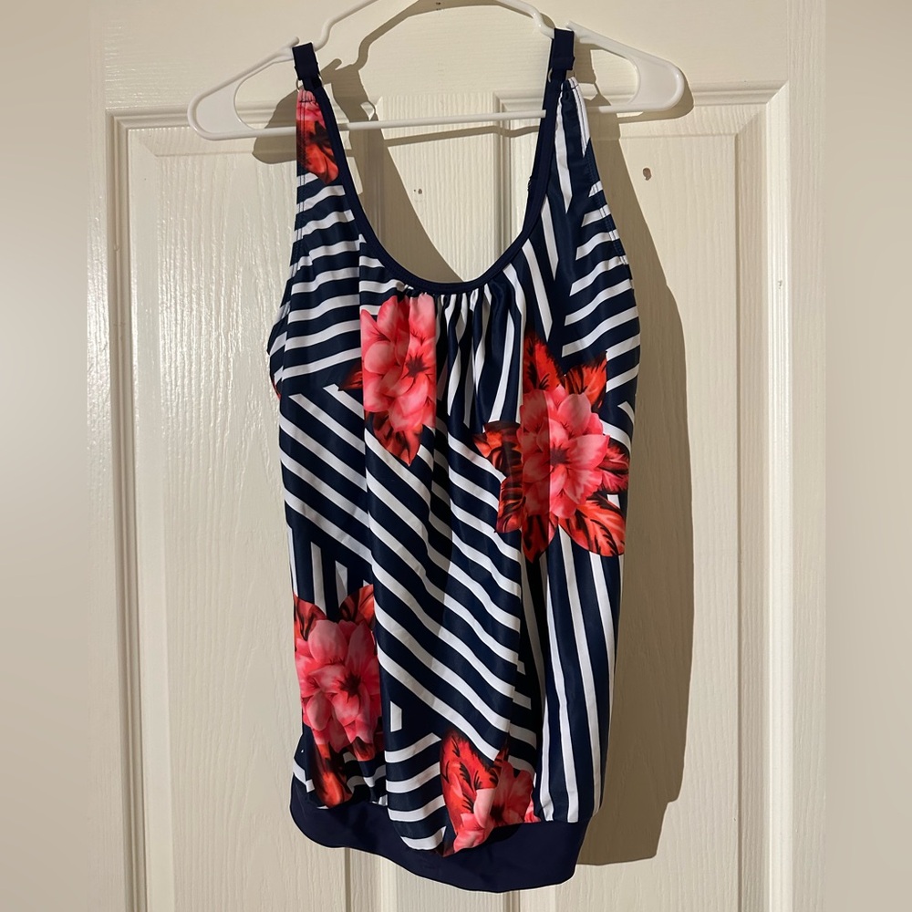 Yonique Womens Blouson Tankini Top No Bottom Loose Fit Swim Top Modest Tank Top